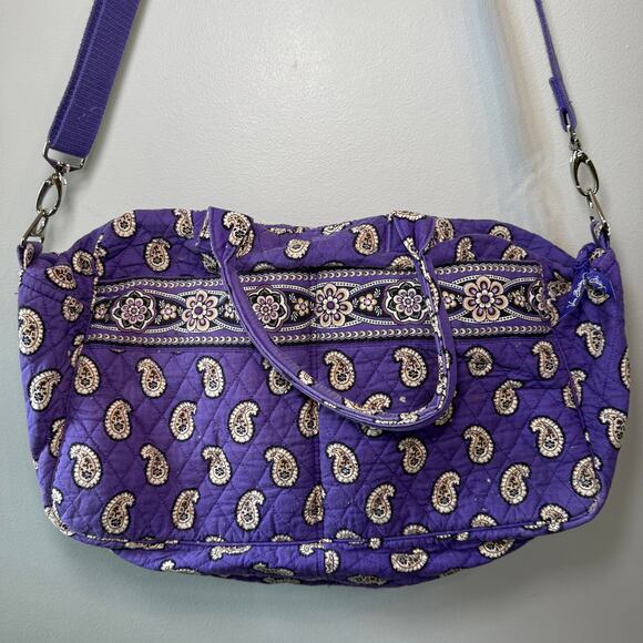 Vera Bradley Simply Violet Paisley Print Quilted Weekender Bag Travel Tote - Picture 2 of 10